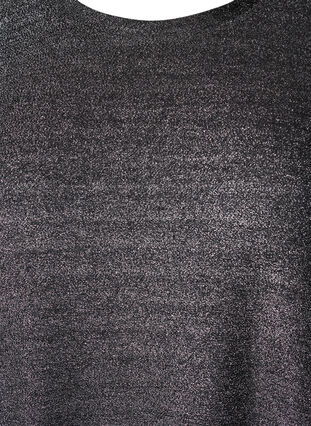 Glitterklänning med 3/4-ärmar och rund hals, Black Silver, Packshot image number 2