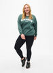 Sweatshirt med frott&eacute;text, Gr&ouml;n, Model image number 1