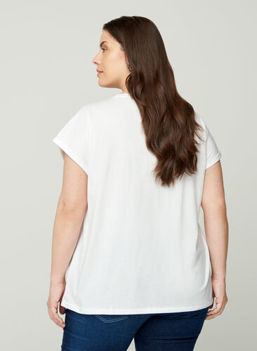 Kortärmad t-shirt i bomull, Bright White, Model image number 1