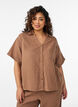 Blus i bomullsmuslin med korta &auml;rmar, Brun, Model image number 0