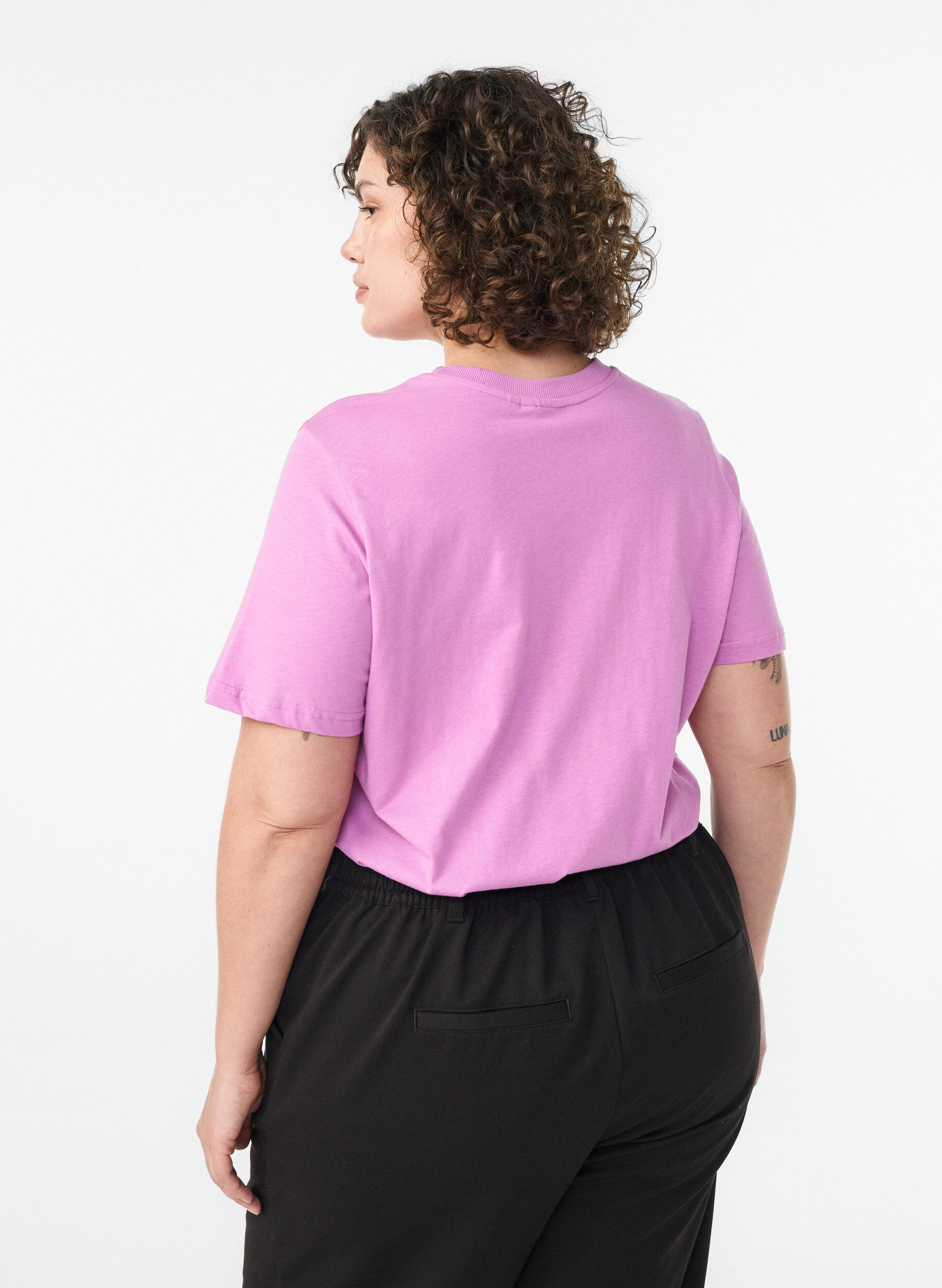 ZizziEnkel t-shirt i bomull med rund halsringning, Lila, Model image number 2