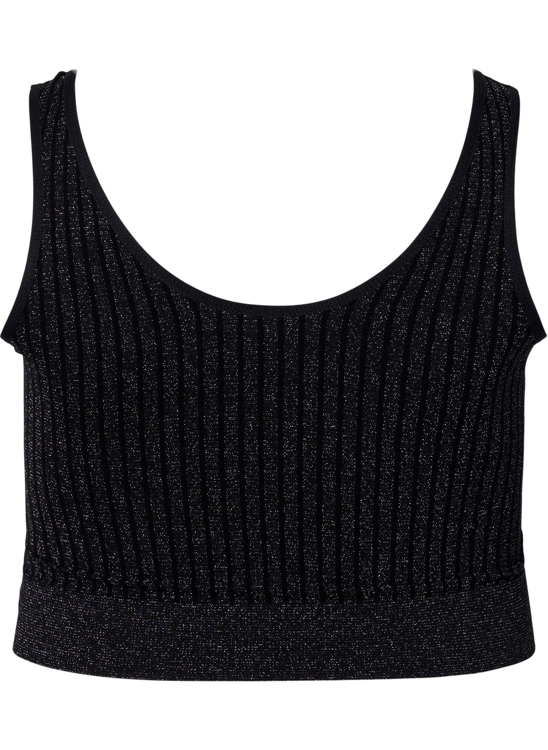 Zizzi Seamless bh med glitter, Black w. Lurex, Packshot image number 1