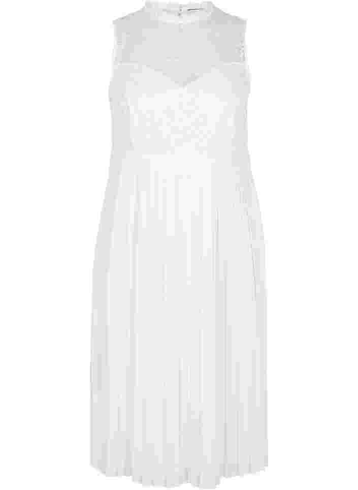 Ärmlös brudklänning med spets och plisserad kjol , Star White