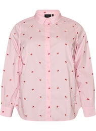 Skjorta med broderade blommor, Rosa