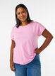 Kort&auml;rmad t-shirt i bomullsmix, Rosa, Model image number 0