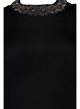Långärmad viskosblus med pärlor, Black, Packshot image number 2