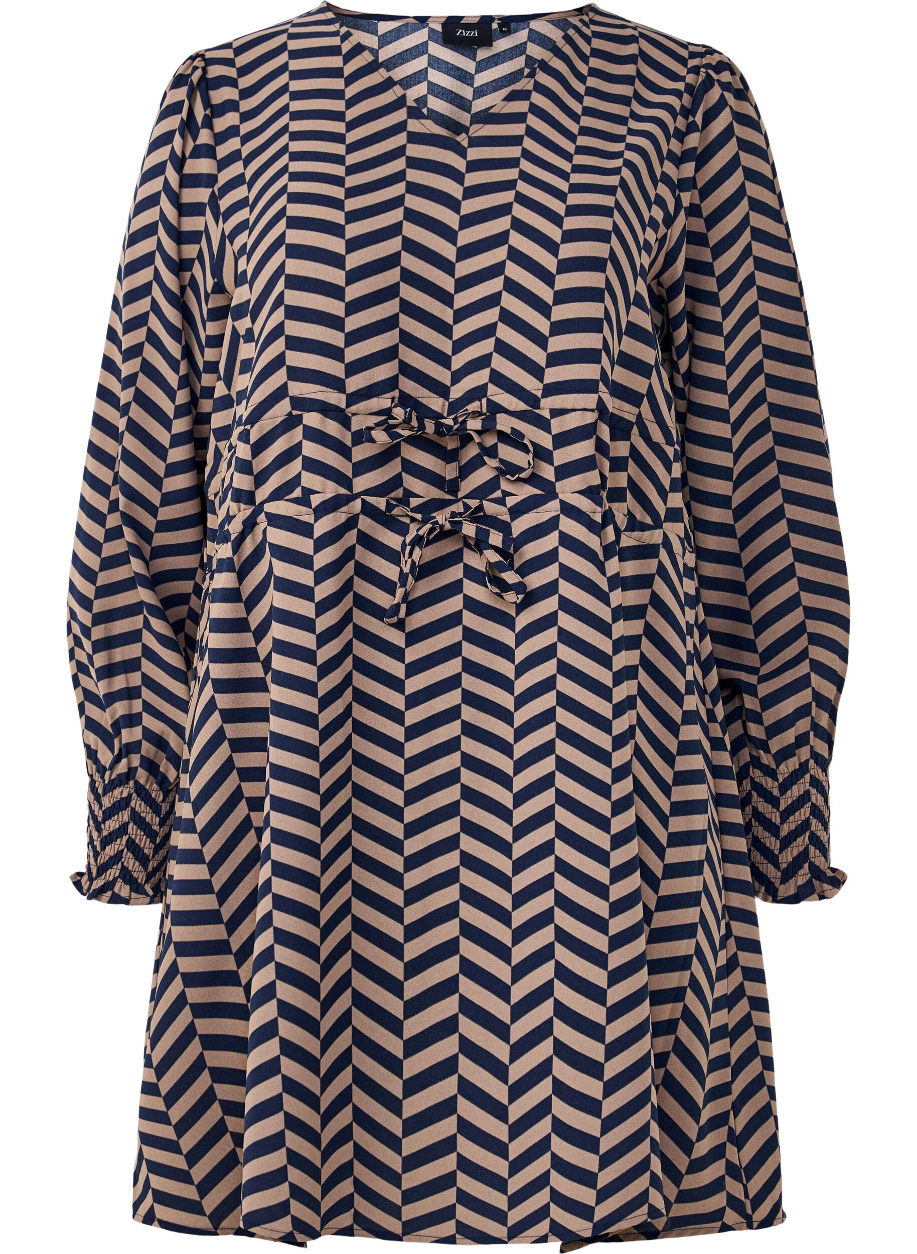 Zizzi Kl&auml;nning med knytsk&auml;rp i midjan, Bl&aring;, Packshot image number 0