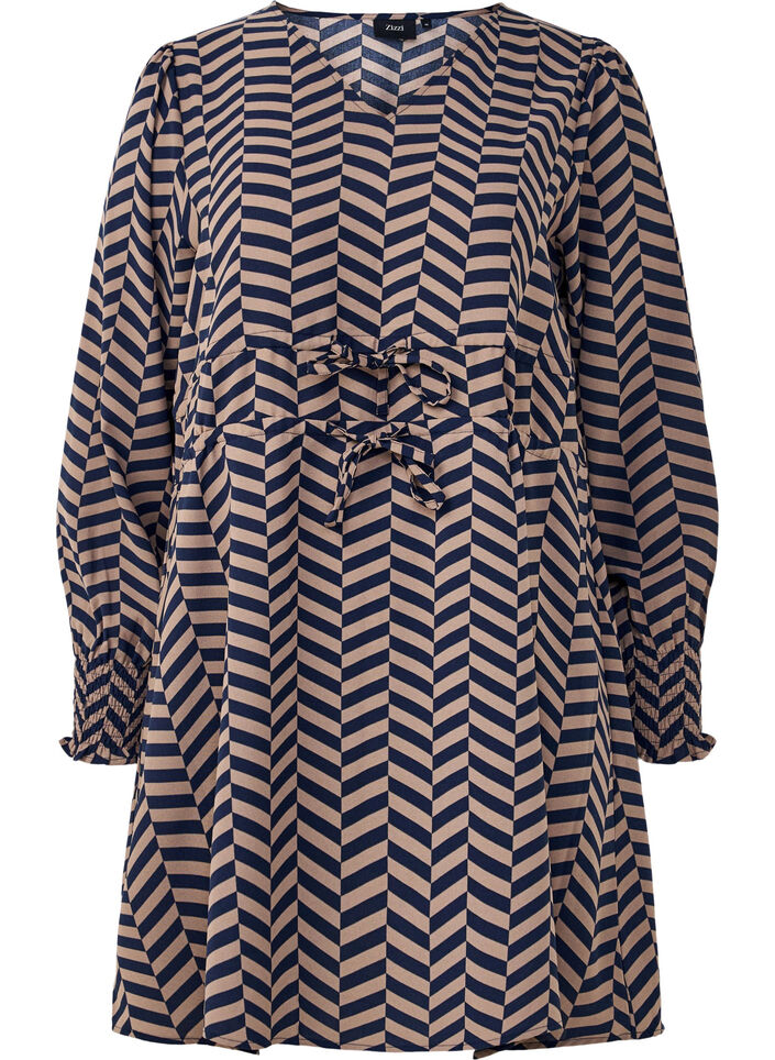 Klänning med knytskärp i midjan, Blå, Packshot image number 0