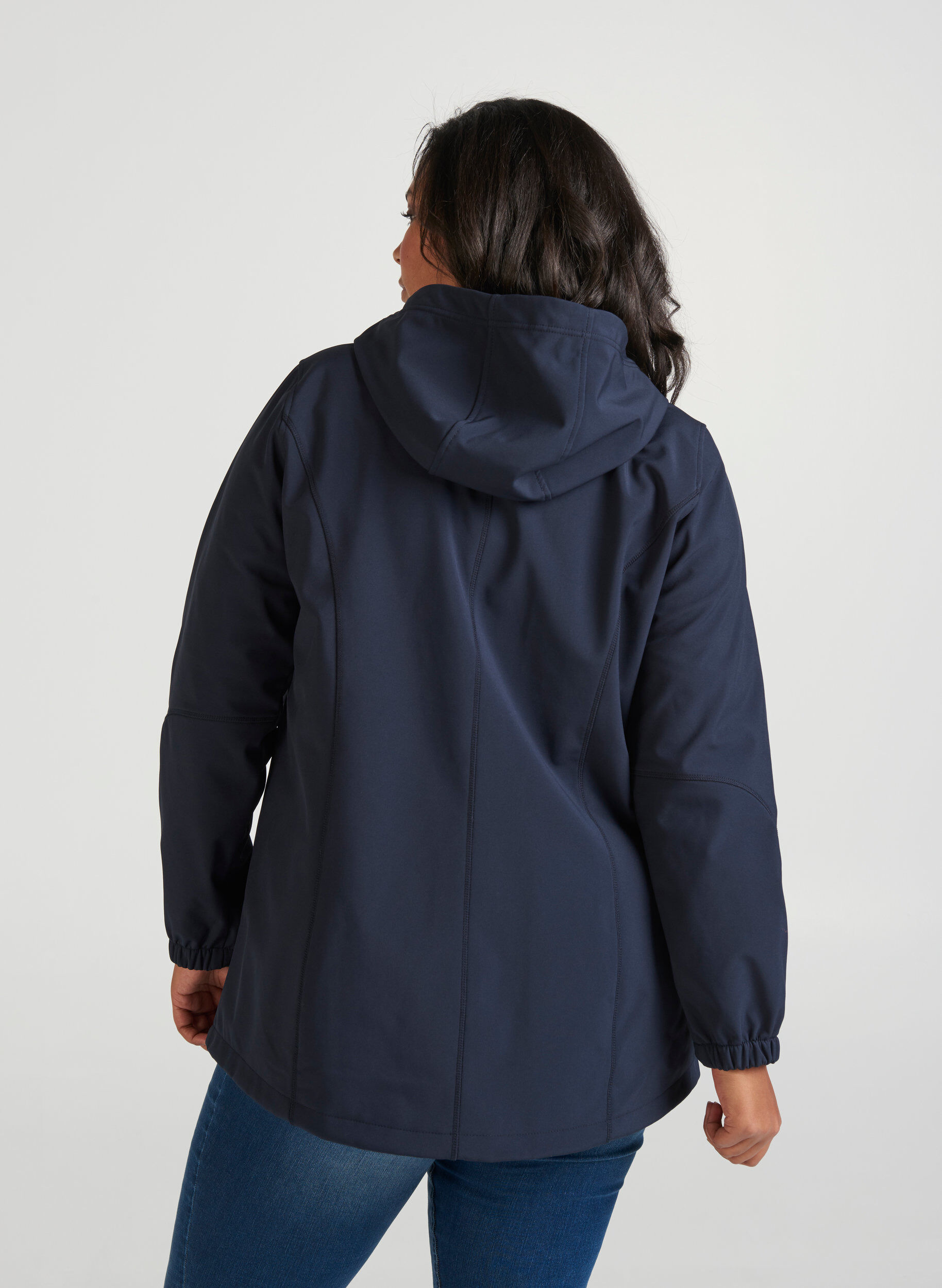 Zizzi Kort softshell jacka med luva, Night Sky, Model image number 1