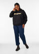 Sweatshirt med textmotiv i boucl&eacute;, Svart, Model image number 1