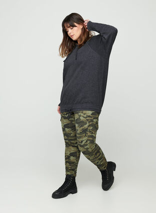 Sweatshirt med justerbar nederdel, Black Mel., Model image number 2