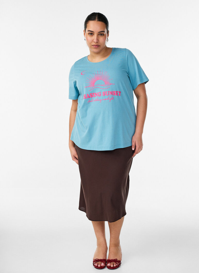 T-shirt med tryck, Bl&aring;, Model image number 1