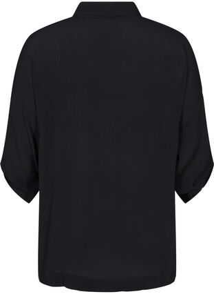 Viskosskjorta med 3/4 ärmar, Black, Packshot image number 1