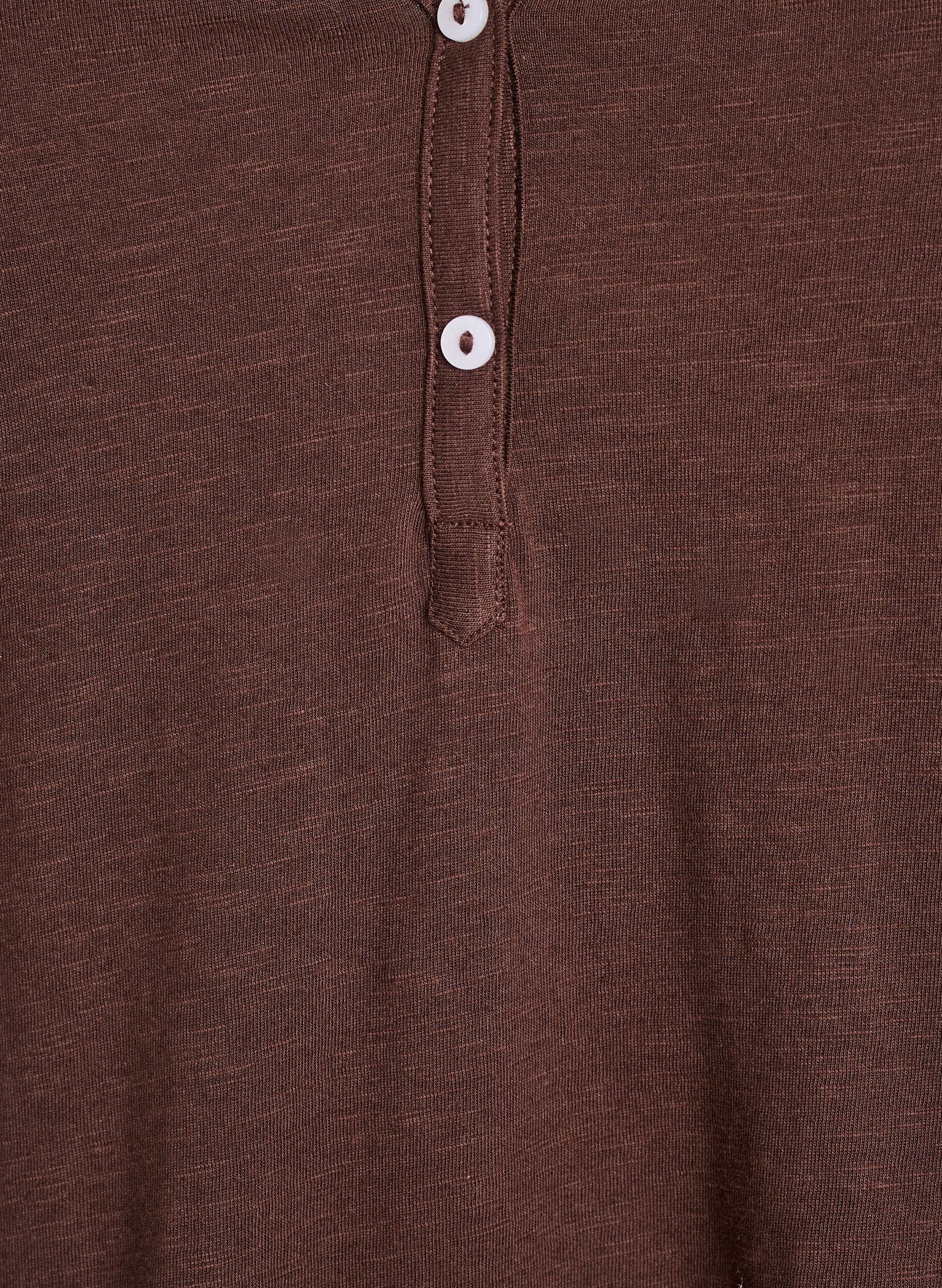 ZizziT-shirt med knappdetalj, Brun, Packshot image number 2