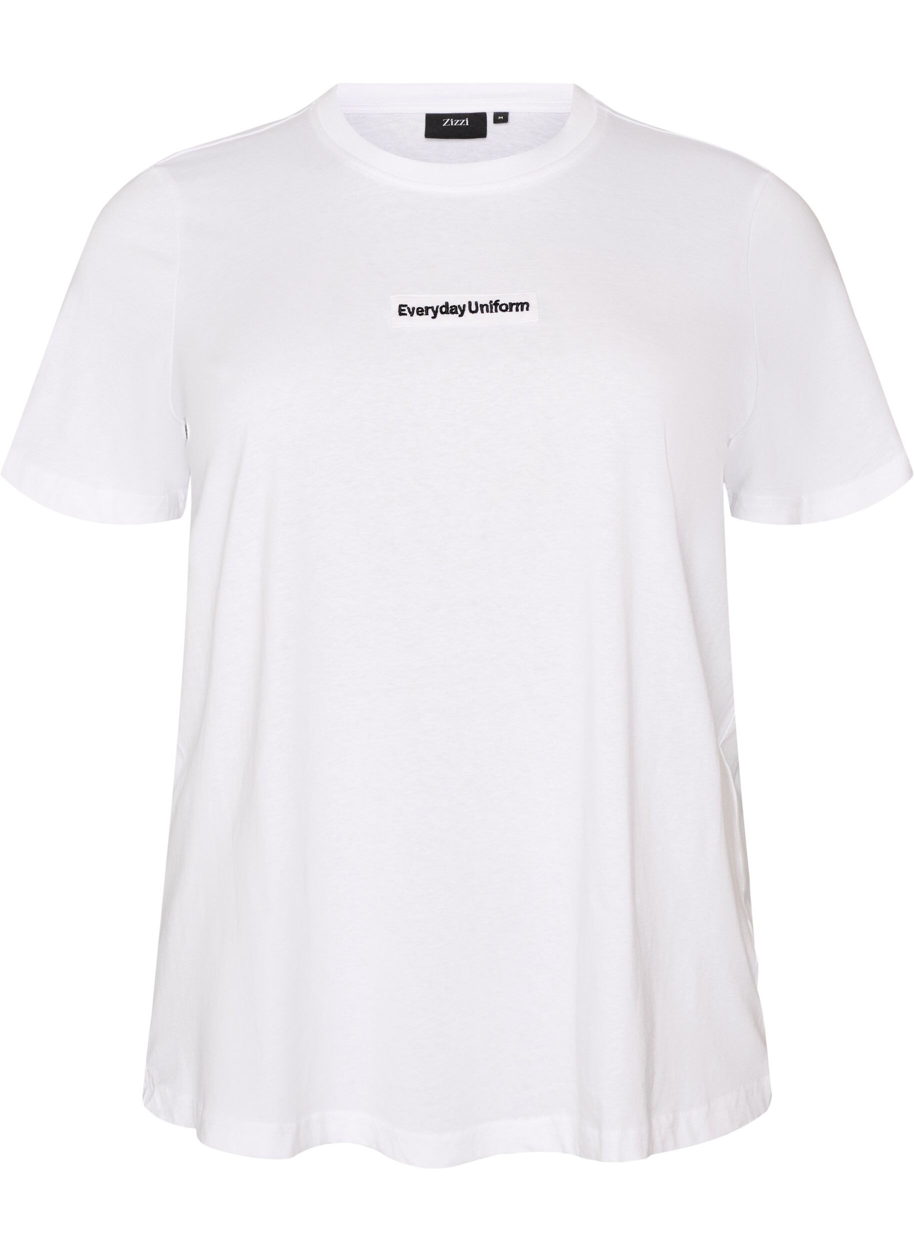 ZizziT-shirt i bomull med textm&auml;rke, Vit, Packshot image number 0