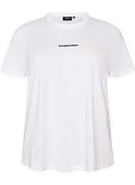 T-shirt i bomull med textm&auml;rke, Vit