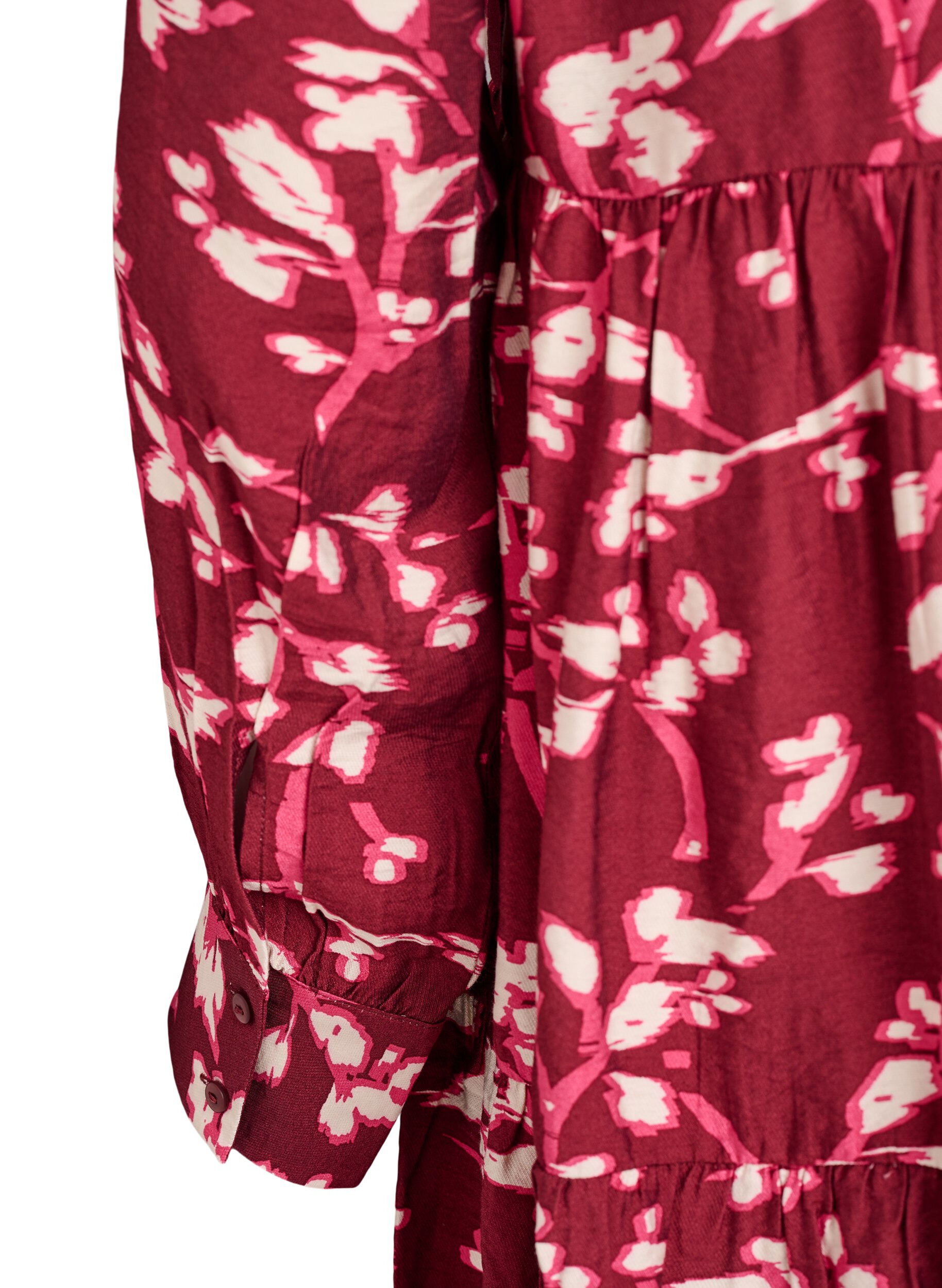 Zizzi A-linjeformad kl&auml;nning med volangkrage, R&ouml;d, Packshot image number 3