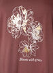T-shirt i bomull med tryck framtill och v-ringning, Rosa, Packshot image number 2