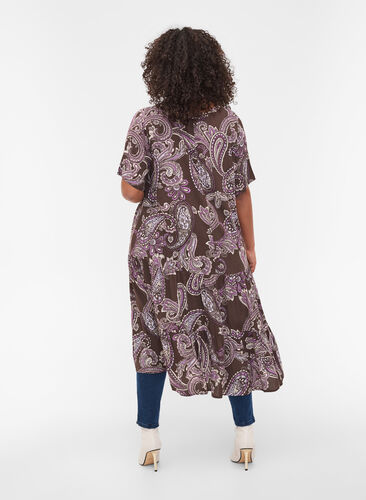 Kortärmad viskosklänning med mönster, Bracken Paisley, Model image number 1