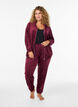 Cardigan i velour med dragkedja och h&ouml;g krage, M&ouml;rk Bordeaux, Model image number 1
