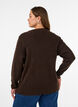 Melerad stickad blus med rund halsringning, Brun, Model image number 2