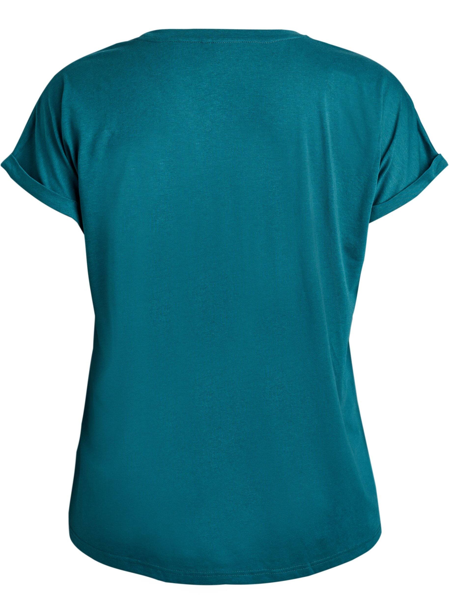 ZizziKort&auml;rmad t-shirt i bomullsmix, Gr&ouml;n, Packshot image number 1