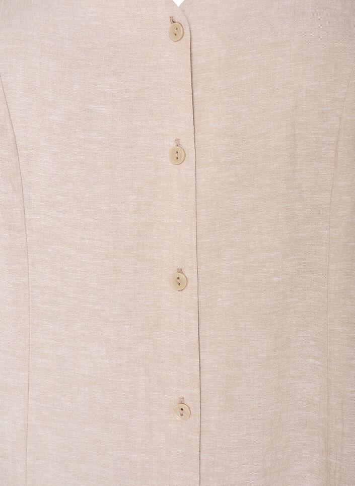 Midikl&auml;nning i linne och viskos med volang&auml;rmar, Beige, Packshot image number 2
