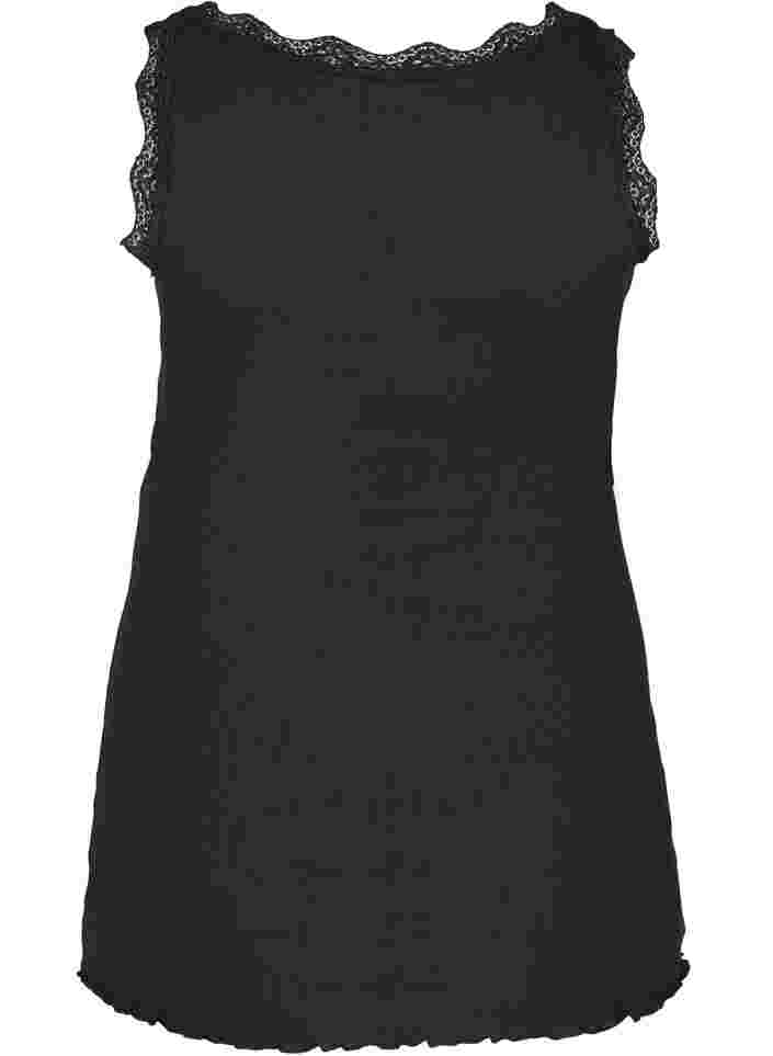 Topp med spetskant, Black, Packshot image number 1