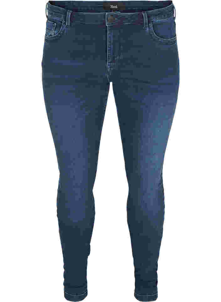 Superslim Amy jeans med hög midja, Dark blue, Packshot image number 0
