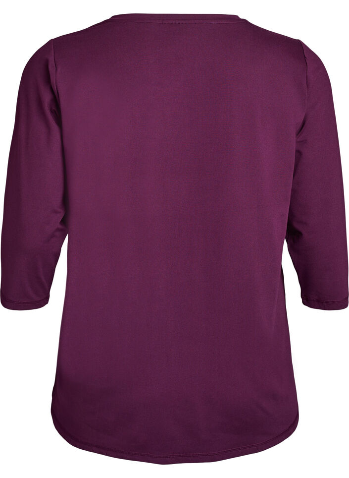 Tr&auml;ningsblus med trekvarts&auml;rm, Lila, Packshot image number 1