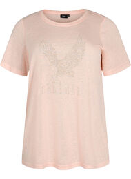 T-shirt med nitar och rund halsringning, Pale Blush