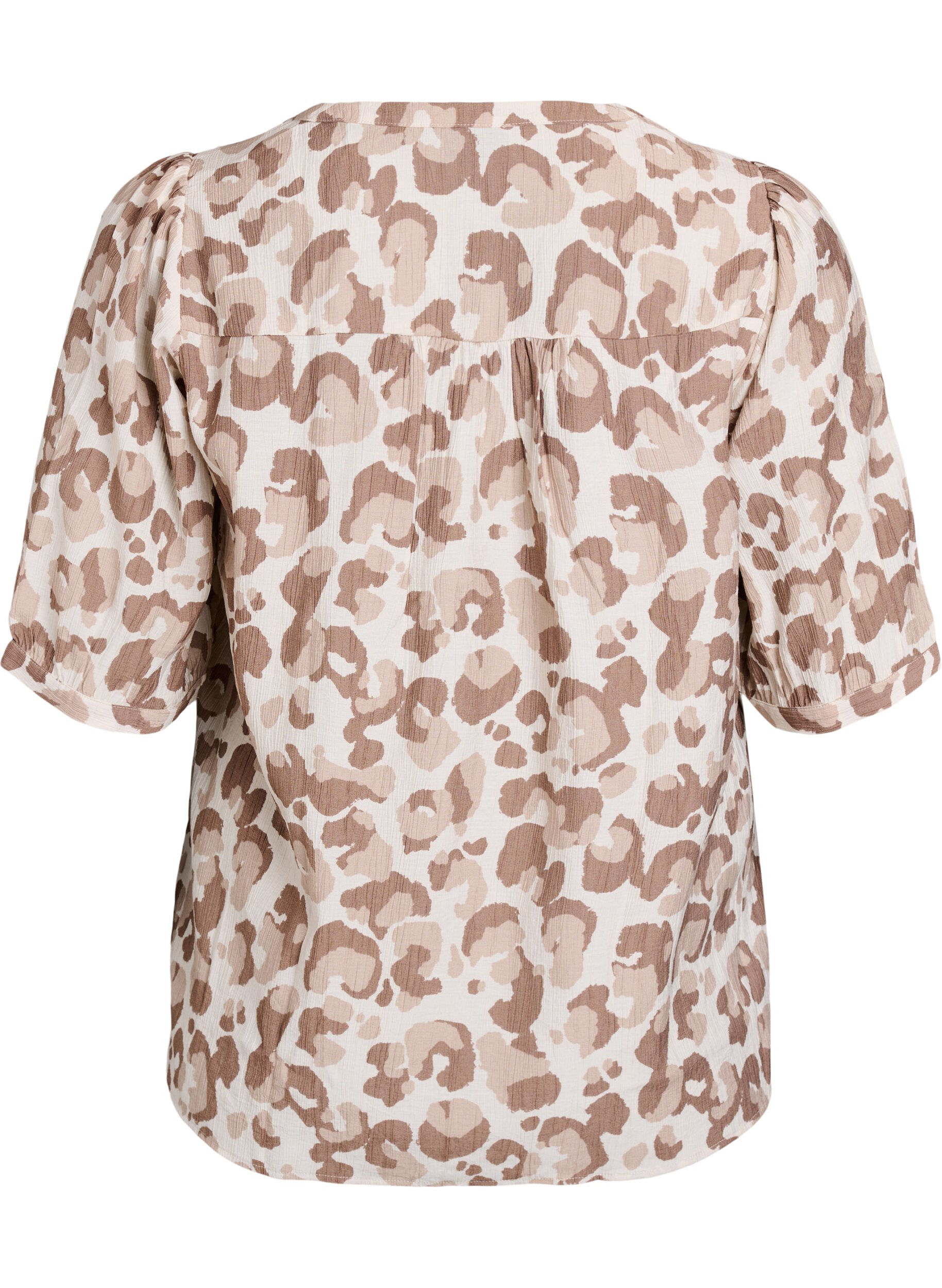 Zizzi Leopardm&ouml;nstrad blus med 1/2 &auml;rm, Vit, Packshot image number 1
