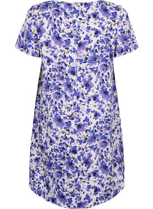 Klänning med mönster och korta ärmar, Purple Small Flower, Packshot image number 1