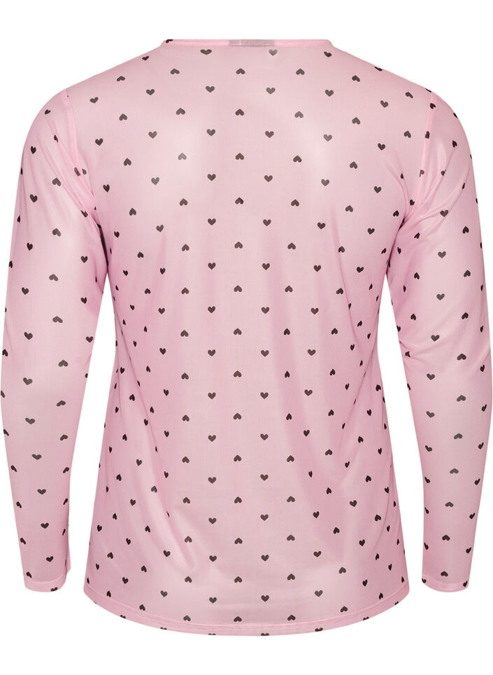 Blus i mesh med tryck, Rosa, Packshot image number 1