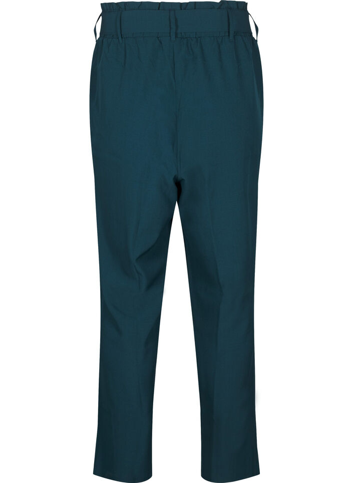 Byxor med hög midja, volanger och knytskärp, Sea Moss Melange, Packshot image number 1