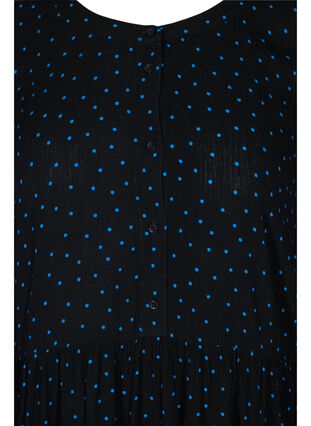 Mönstrad viskostunika med 3/4 ärmar, Black w. Blue Dot, Packshot image number 2