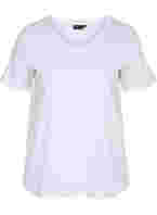 Ribbad t-shirt i bomull, Bright White