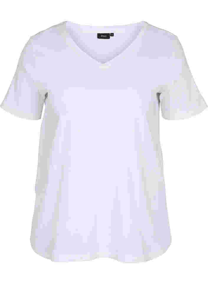 Ribbad t-shirt i bomull, Bright White, Packshot image number 0
