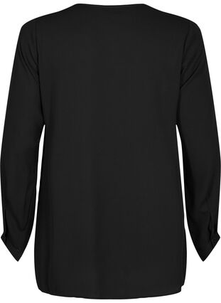 Enfärgad skjorta med V-ringning, Black, Packshot image number 1