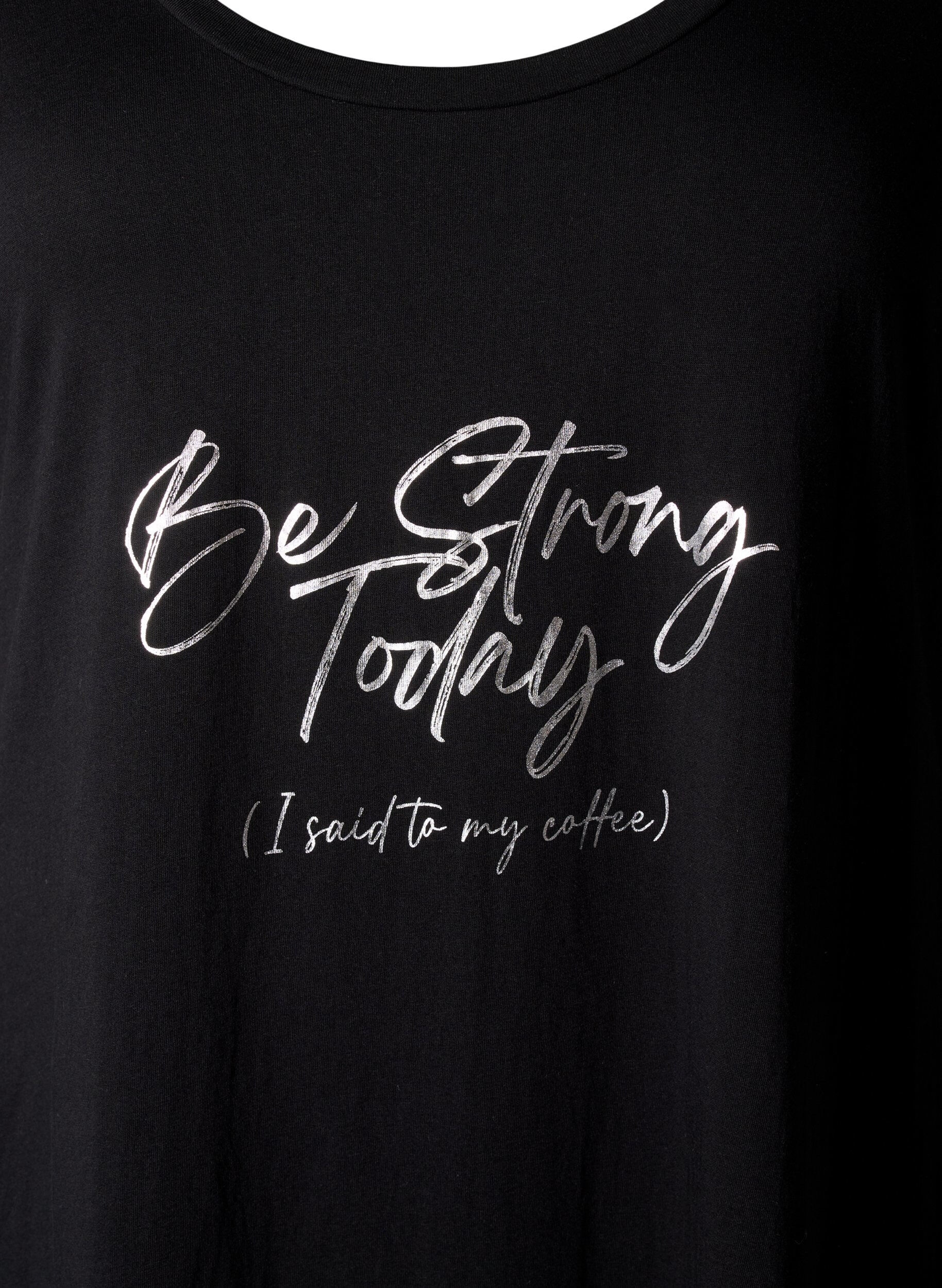 Zizzi Kort&auml;rmat nattlinne i ekologisk bomull, Svart, Packshot image number 2