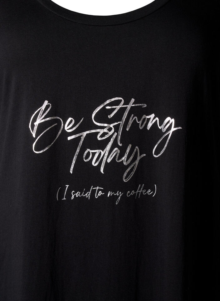 Kort&auml;rmat nattlinne i ekologisk bomull, Svart, Packshot image number 2