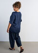 Blus i satin med armb&aring;gsl&aring;nga &auml;rmar, Bl&aring;, Model image number 2