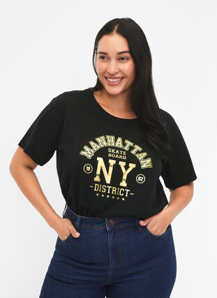 T-shirt från FLASH med tryck, Black Ny, Model image number 0