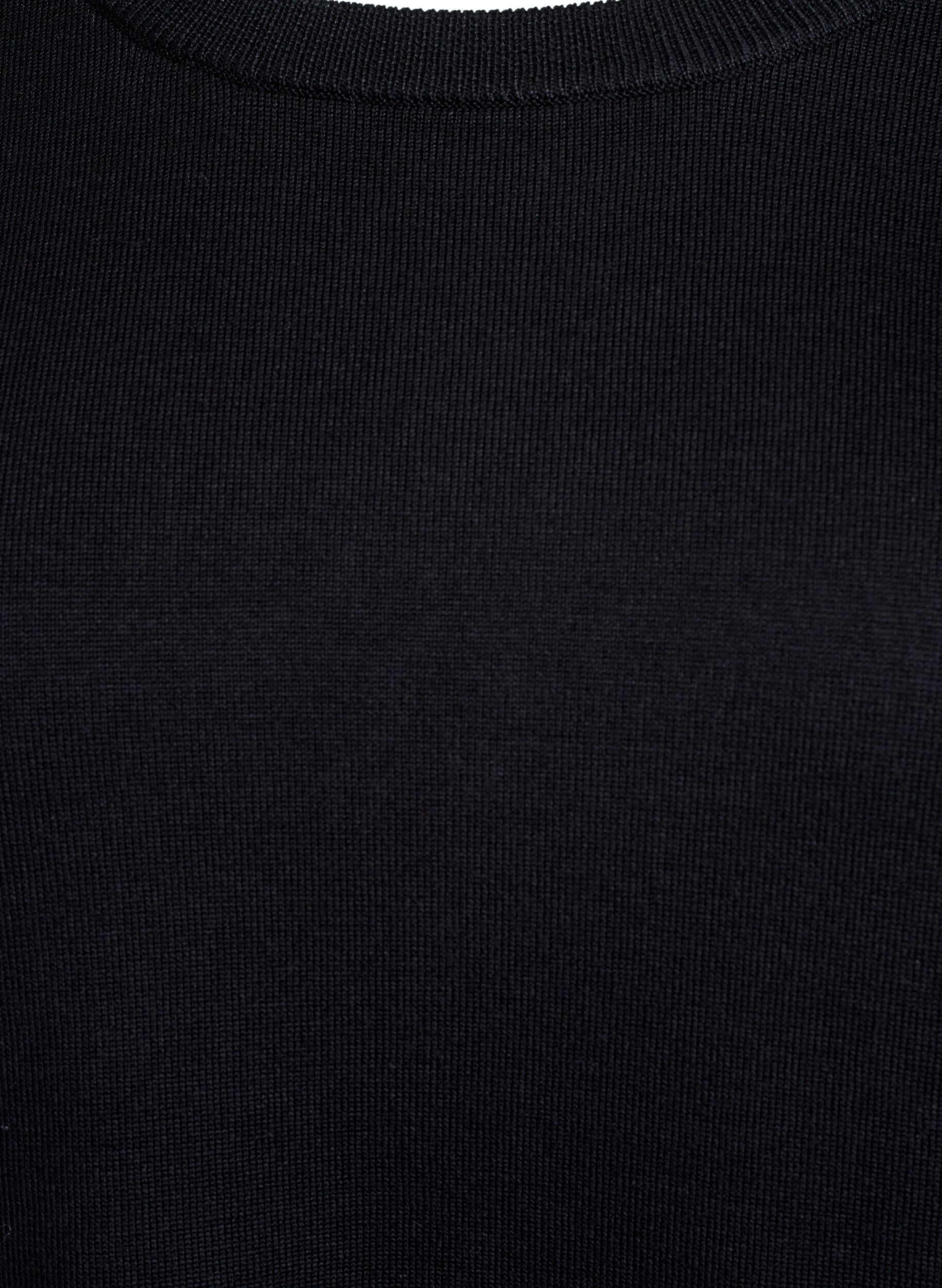 Zizzi Stickad blus med korta &auml;rmar och sm&aring; rosetter, Svart, Packshot image number 2