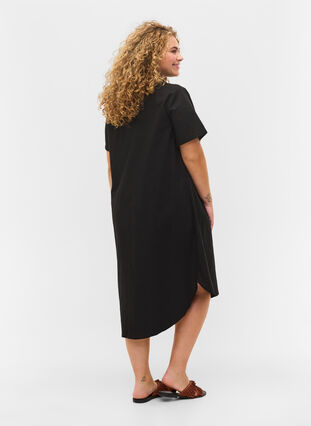 Lång bomullsskjorta med korta ärmar, Black, Model image number 1