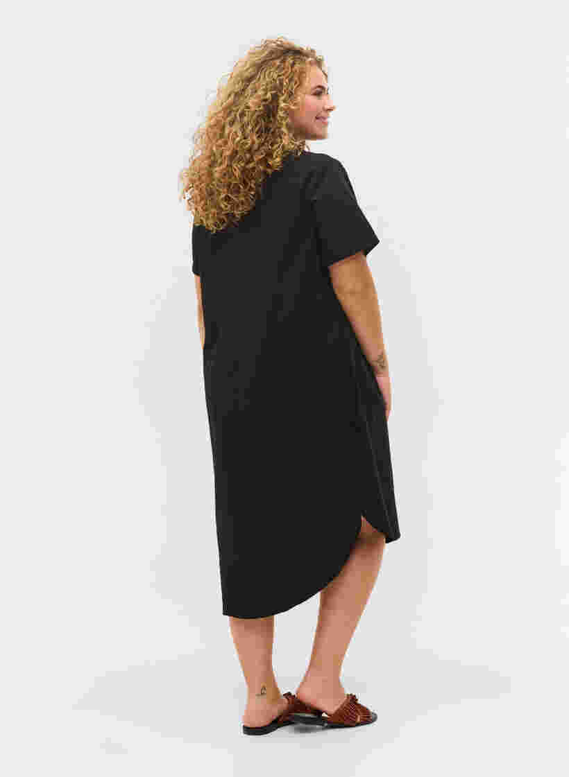 Lång bomullsskjorta med korta ärmar, Black, Model image number 1
