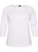 Bas-T-shirt med b&aring;tringning och 3/4-&auml;rmar, Vit, Packshot image number 0