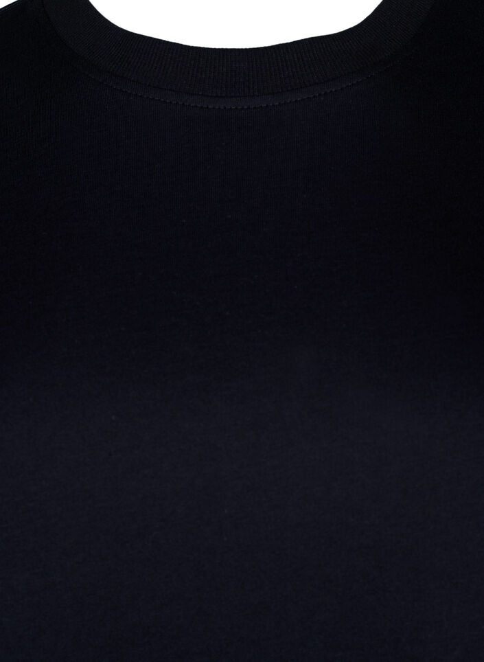 Enkel t-shirt i bomull med rund halsringning, Svart, Packshot image number 2