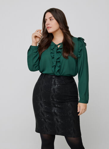 Tight kjol med mönster, Black Snake, Model image number 0