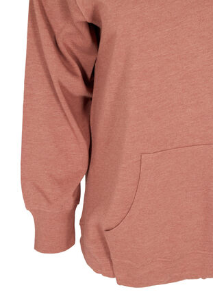 Melerad sweatshirt med huva och ficka, Cognac Melange, Packshot image number 3